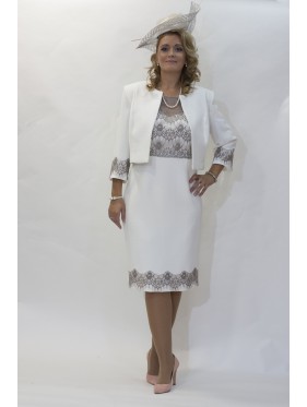 VESTIDO CON CHAQUETA PATRICIA  BLANCO CORTO   BLANCO CORTO