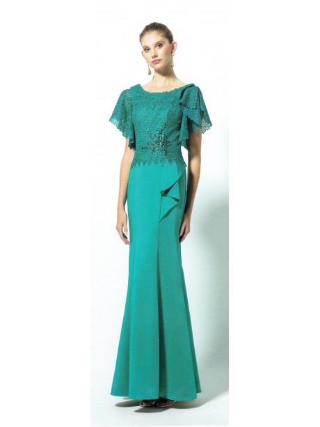 VESTIDO COCO  LARGO VERDE MAR ALMA COUTURE