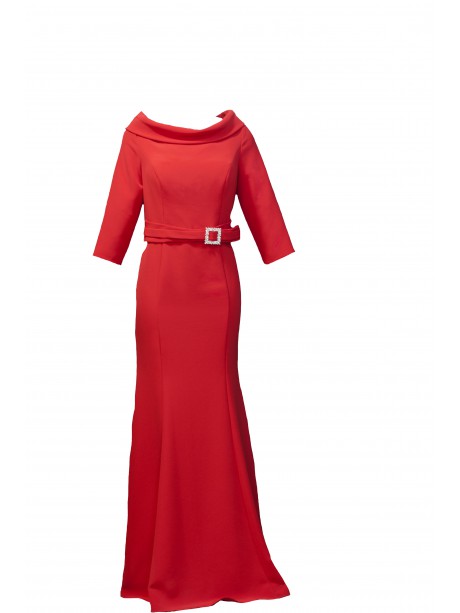 VESTIDO CLAUDIA  LARGO ROJO   INVITATION BY VENI