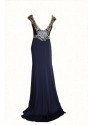 VESTIDO PARIS   LARGO AZUL MARINO  ALMA COUTURE