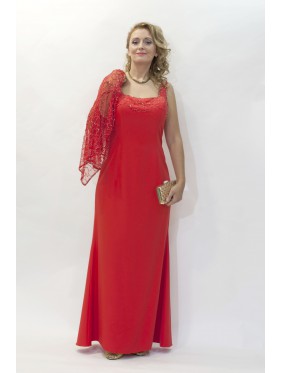 VESTIDO CON CHAQUETA JUPITER LARGO ROJO   CABOTINE